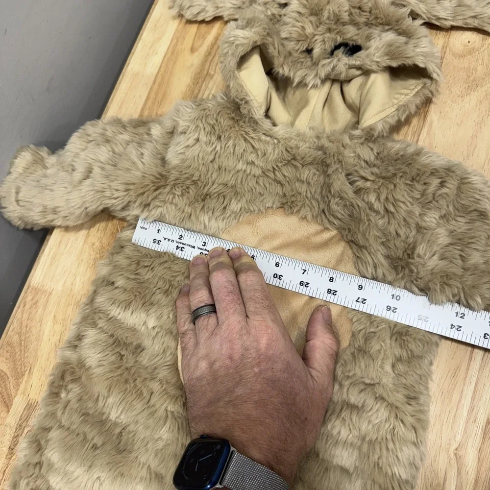 Pottery Barn Kids Puppy Dog Costume‎ Beige Furry Hooded One Piece 6-12 Months